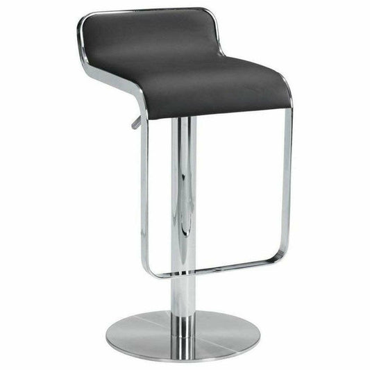 Equino Barstool Black - Sideboards and Things Back Type_With Back, Color_Black, Color_Silver, Depth_10-20, Features_Adjustable Height, Finish_Polished, Height_20-30, Materials_Metal, Materials_Upholstery, Metal Type_Steel, Product Type_Bar Height, Product Type_Counter Height, Seat Material_Upholstery, Shape_Armless, Upholstery Type_Leather, Upholstery Type_Vegan Leather, Width_10-20