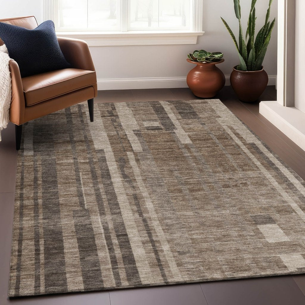 LOOMLAN Rugs Esmara Brown Washable Indoor-Outdoor Rug