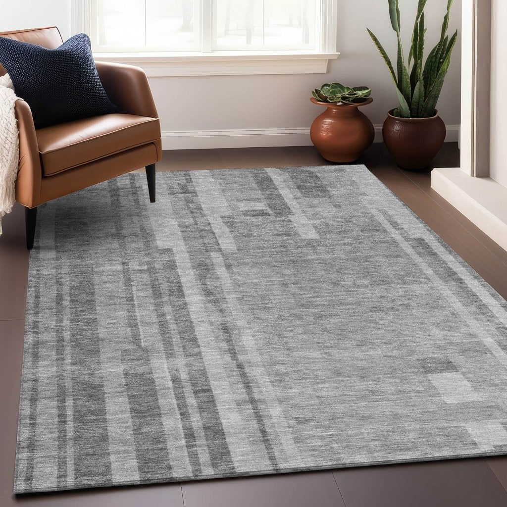 Esmara Gray Washable Indoor - Outdoor Rug - LOOMLAN - LOOMLAN Rugs - Outdoor Rugs