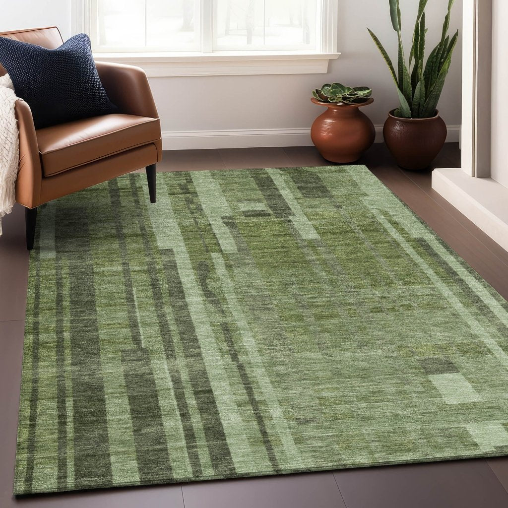 LOOMLAN Rugs Esmara Green Washable Indoor-Outdoor Rug
