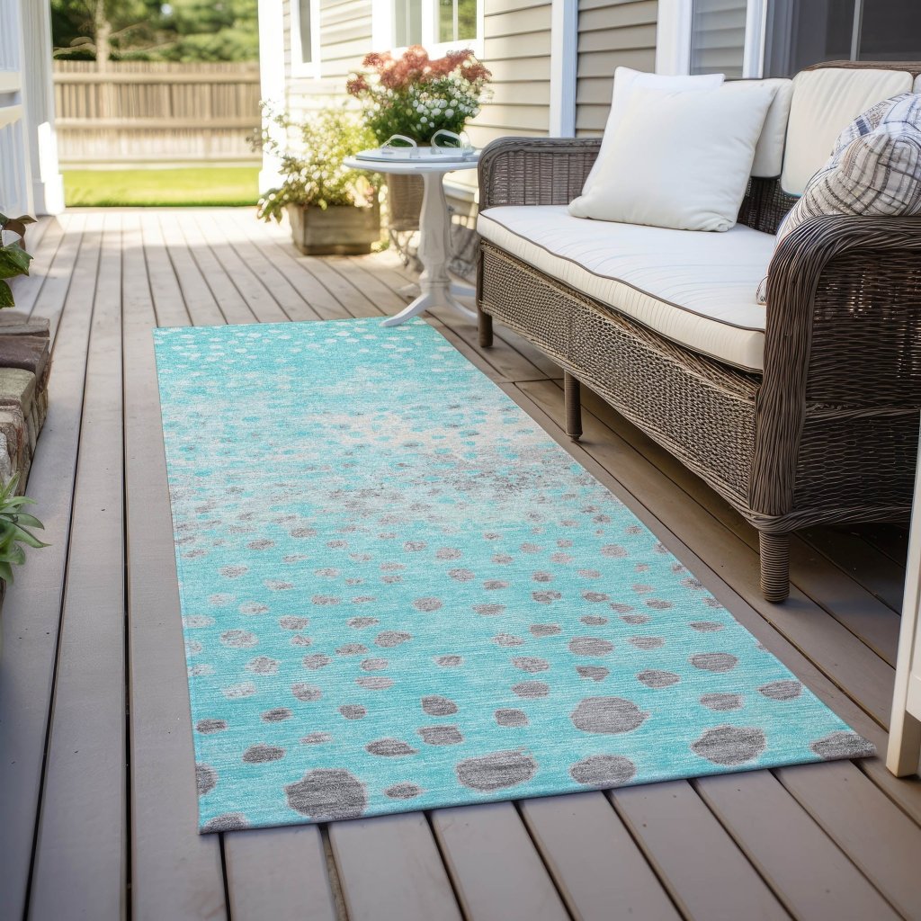 LOOMLAN Rugs Estara Teal Washable Indoor-Outdoor Rug