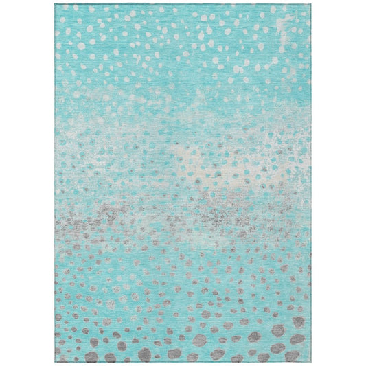 LOOMLAN Rugs Estara Teal Washable Indoor-Outdoor Rug