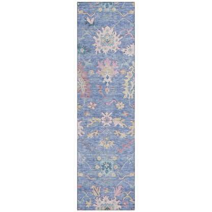 LOOMLAN Rugs Eugene Blue Washable Indoor-Outdoor Rug