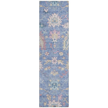 LOOMLAN Rugs Eugene Blue Washable Indoor-Outdoor Rug