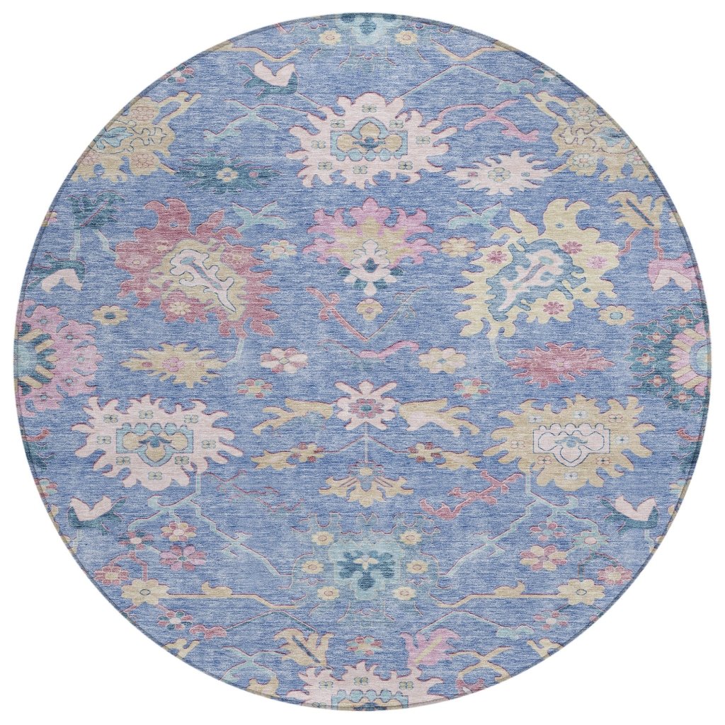 LOOMLAN Rugs Eugene Blue Washable Indoor-Outdoor Rug