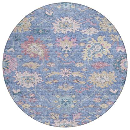 LOOMLAN Rugs Eugene Blue Washable Indoor-Outdoor Rug