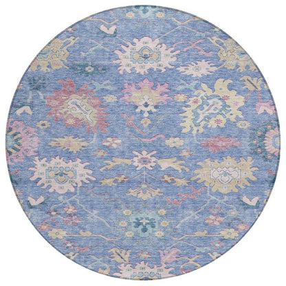 LOOMLAN Rugs Eugene Blue Washable Indoor-Outdoor Rug