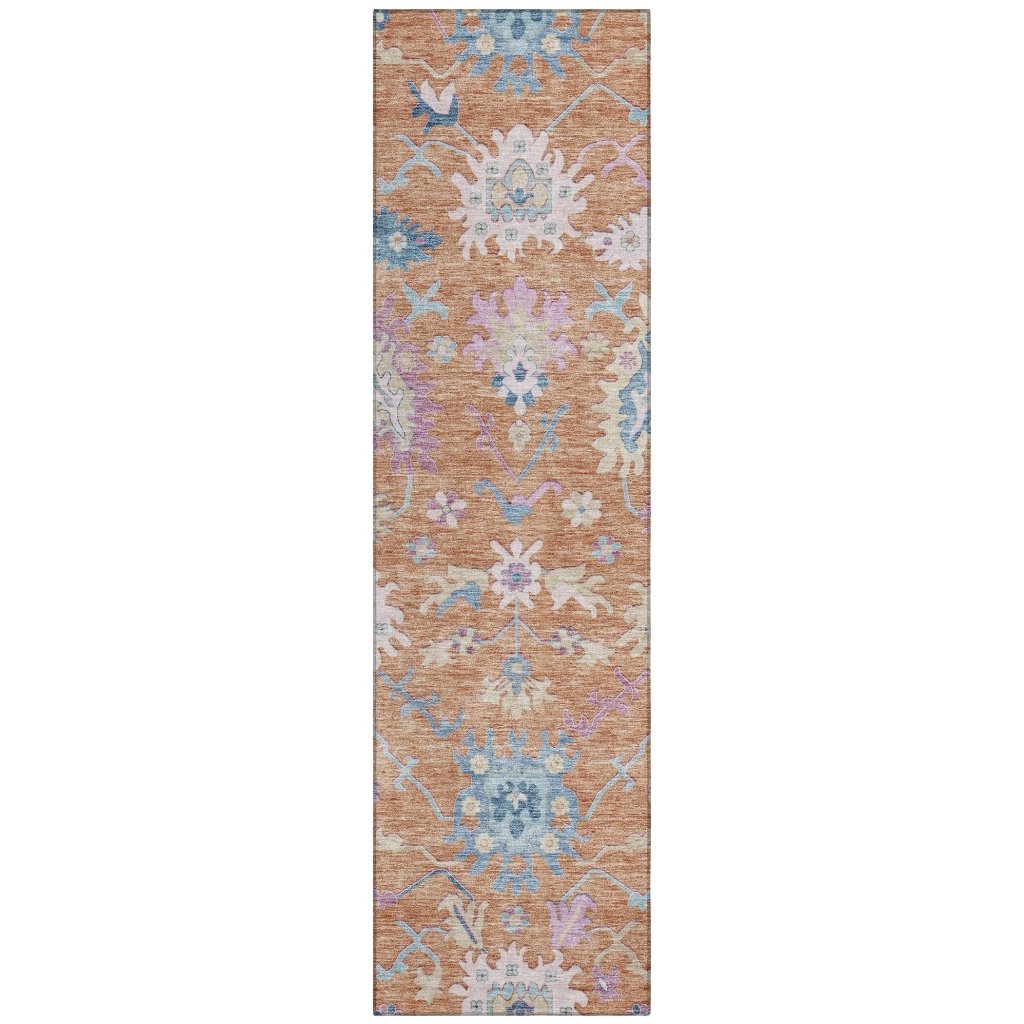 LOOMLAN Rugs Eugene Orange Washable Indoor-Outdoor Rug