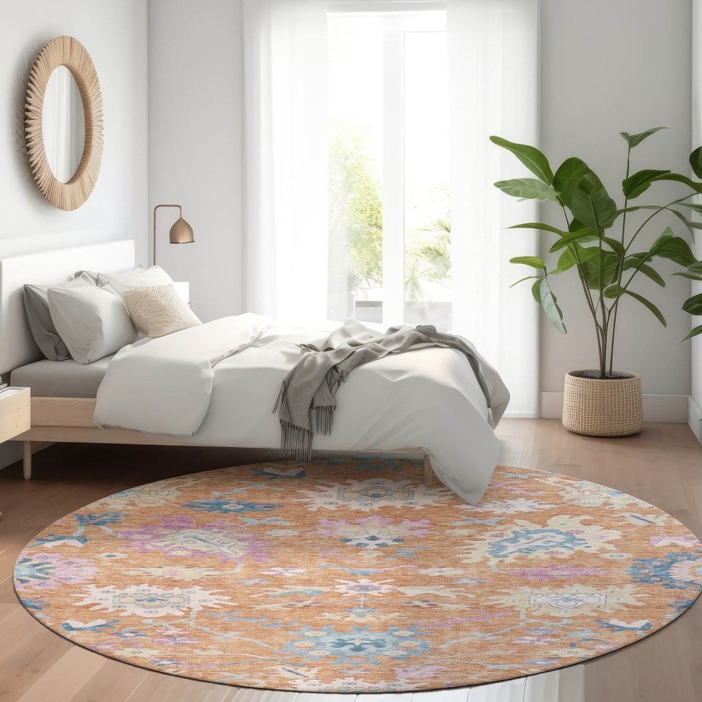 LOOMLAN Rugs Eugene Orange Washable Indoor-Outdoor Rug