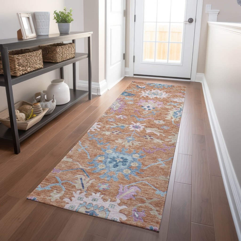 LOOMLAN Rugs Eugene Orange Washable Indoor-Outdoor Rug