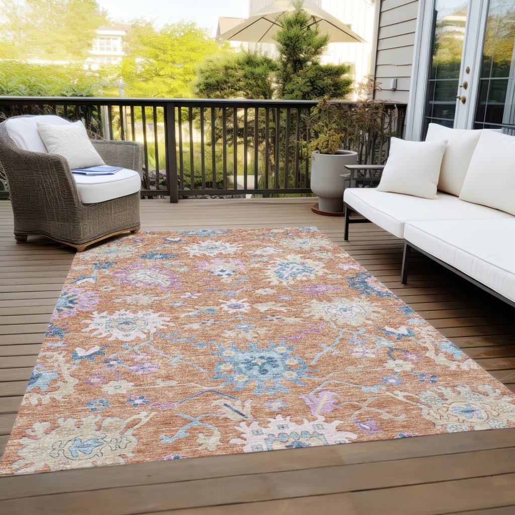 LOOMLAN Rugs Eugene Orange Washable Indoor-Outdoor Rug