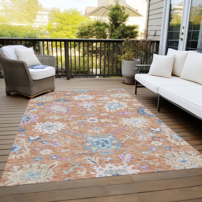 LOOMLAN Rugs Eugene Orange Washable Indoor-Outdoor Rug