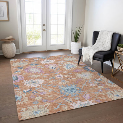 LOOMLAN Rugs Eugene Orange Washable Indoor-Outdoor Rug