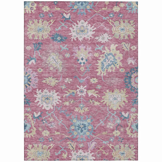 LOOMLAN Rugs Eugene Pink Washable Indoor-Outdoor Rug