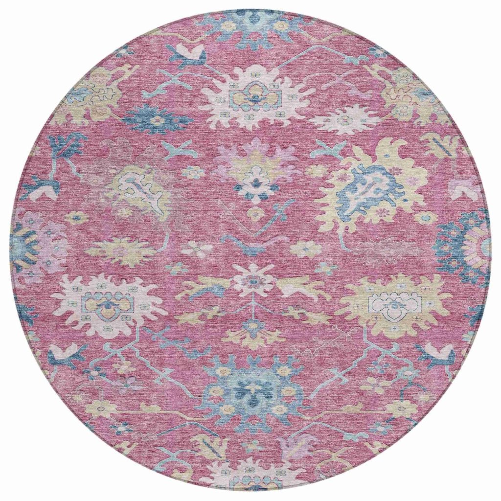 LOOMLAN Rugs Eugene Pink Washable Indoor-Outdoor Rug