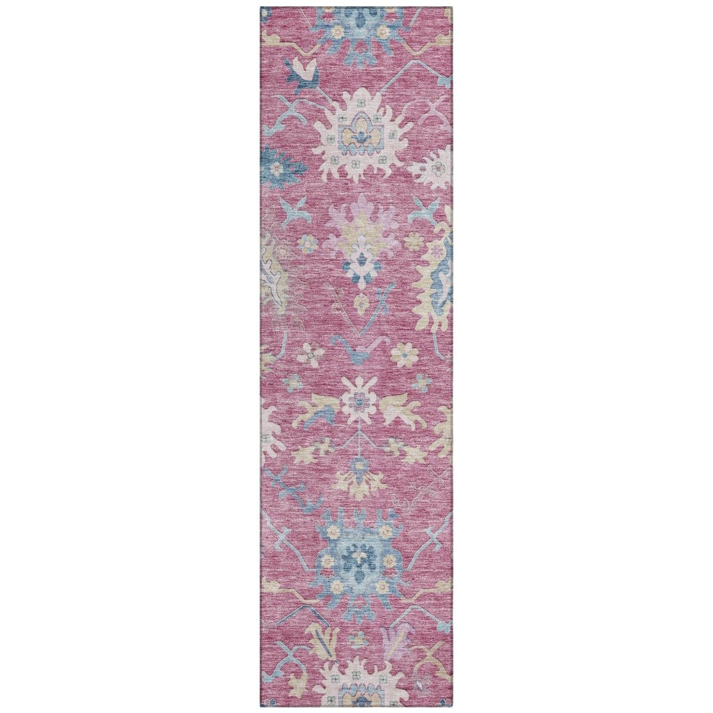 LOOMLAN Rugs Eugene Pink Washable Indoor-Outdoor Rug