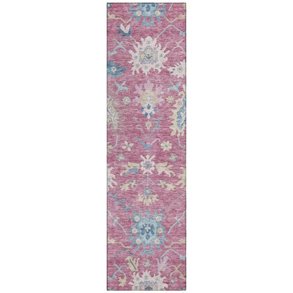 LOOMLAN Rugs Eugene Pink Washable Indoor-Outdoor Rug