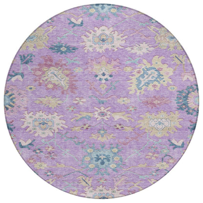 LOOMLAN Rugs Eugene Purple Washable Indoor-Outdoor Rug