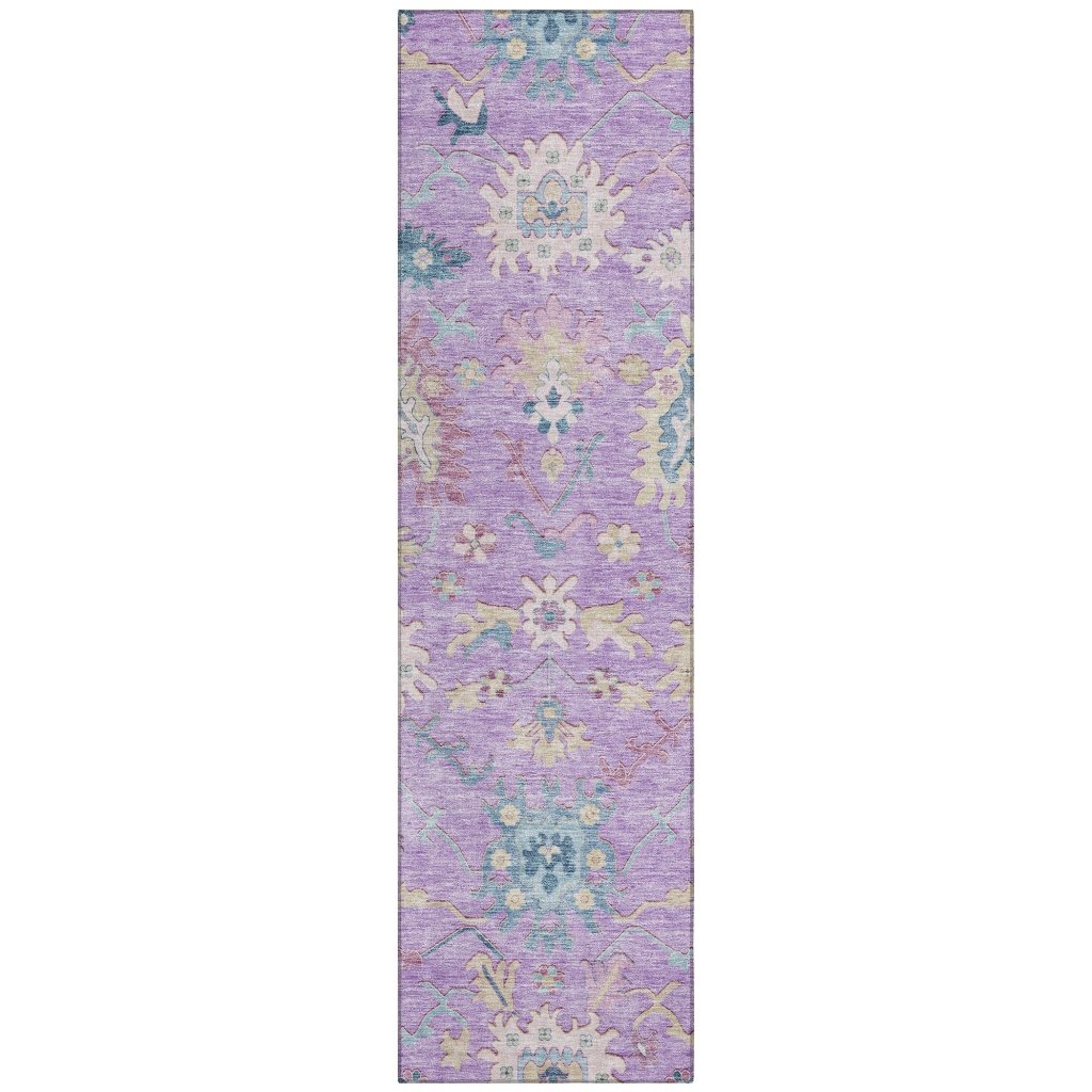LOOMLAN Rugs Eugene Purple Washable Indoor-Outdoor Rug