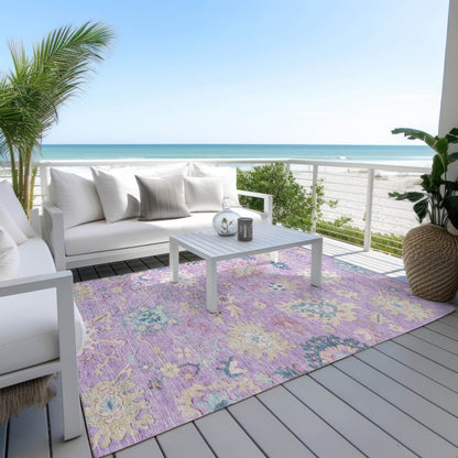 LOOMLAN Rugs Eugene Purple Washable Indoor-Outdoor Rug