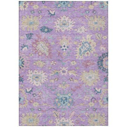 LOOMLAN Rugs Eugene Purple Washable Indoor-Outdoor Rug