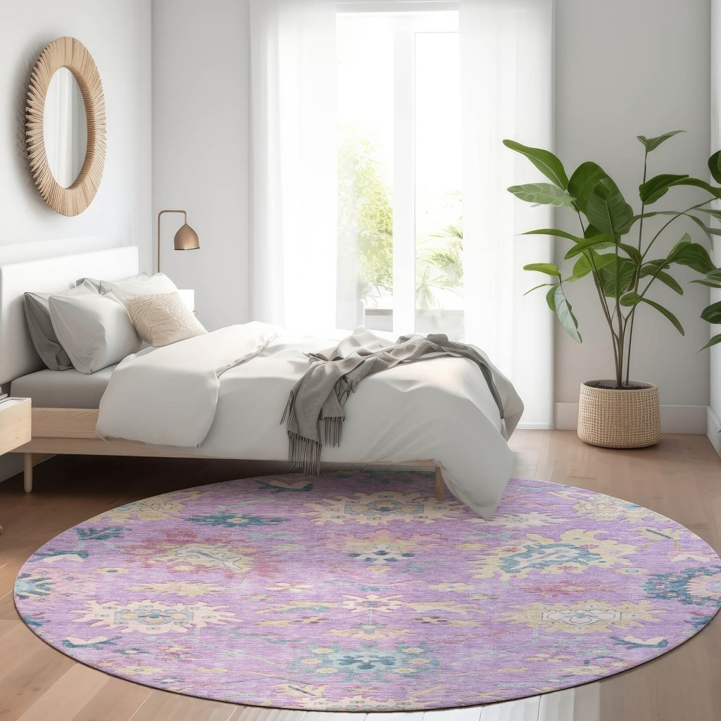 LOOMLAN Rugs Eugene Purple Washable Indoor-Outdoor Rug