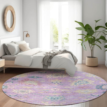 LOOMLAN Rugs Eugene Purple Washable Indoor-Outdoor Rug