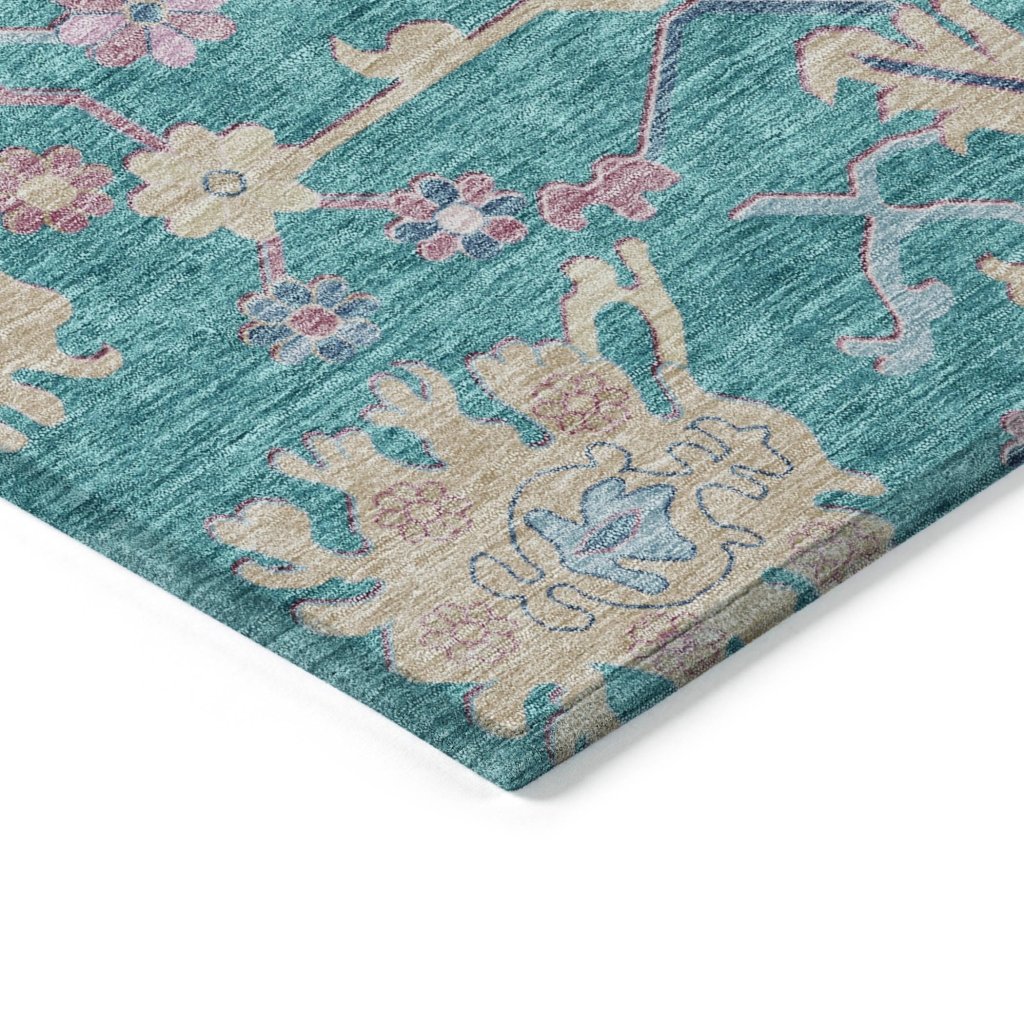 Eugene Teal Washable Indoor - Outdoor Rug - LOOMLAN - LOOMLAN Rugs - Outdoor Rugs