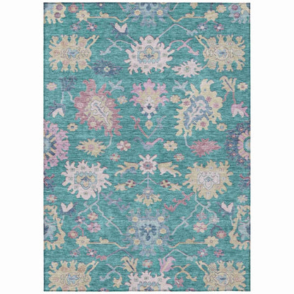 Eugene Teal Washable Indoor - Outdoor Rug - LOOMLAN - LOOMLAN Rugs - Outdoor Rugs
