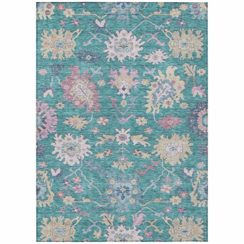 Eugene Teal Washable Indoor-Outdoor Rug