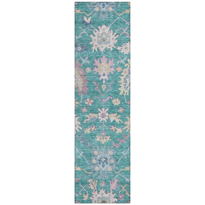 Eugene Teal Washable Indoor-Outdoor Rug