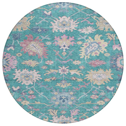 Eugene Teal Washable Indoor-Outdoor Rug