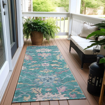 Eugene Teal Washable Indoor - Outdoor Rug - LOOMLAN - LOOMLAN Rugs - Outdoor Rugs