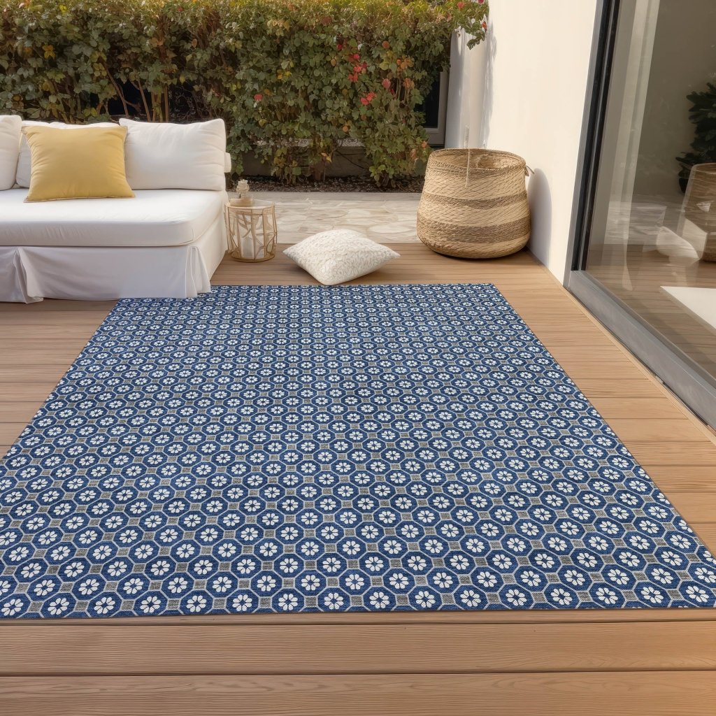 Euphira Blue Washable Indoor - Outdoor Rug - LOOMLAN - LOOMLAN Rugs - Outdoor Rugs