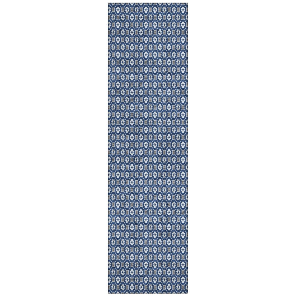 Euphira Blue Washable Indoor - Outdoor Rug - LOOMLAN - LOOMLAN Rugs - Outdoor Rugs