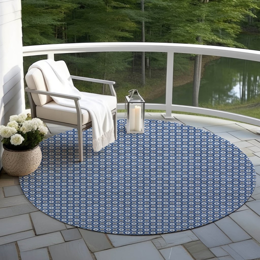 Euphira Blue Washable Indoor - Outdoor Rug - LOOMLAN - LOOMLAN Rugs - Outdoor Rugs