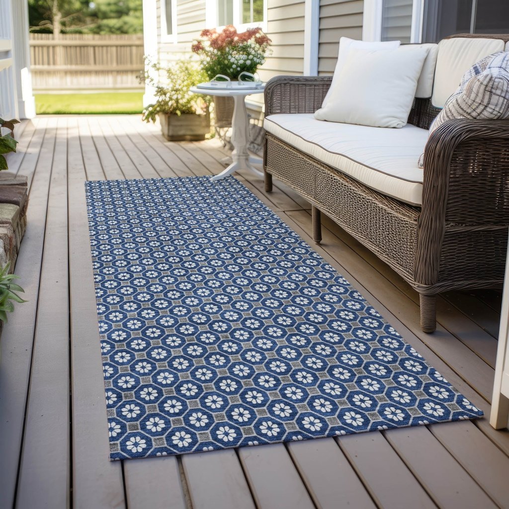 Euphira Blue Washable Indoor - Outdoor Rug - LOOMLAN - LOOMLAN Rugs - Outdoor Rugs