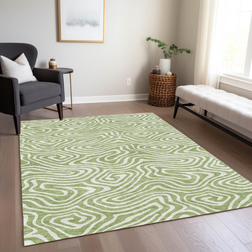LOOMLAN Rugs Evalora Aloe Washable Indoor-Outdoor Rug
