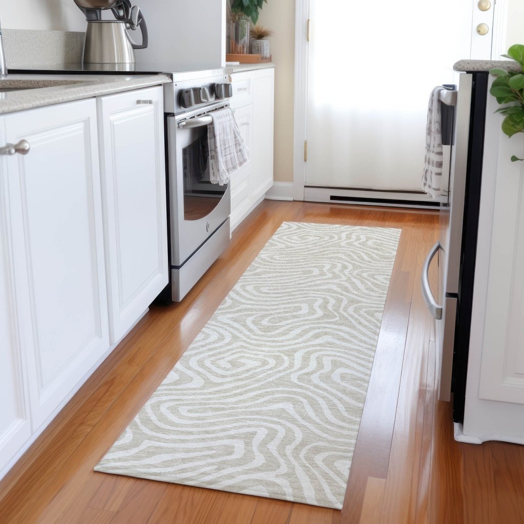 LOOMLAN Rugs Evalora Beige Washable Indoor-Outdoor Rug