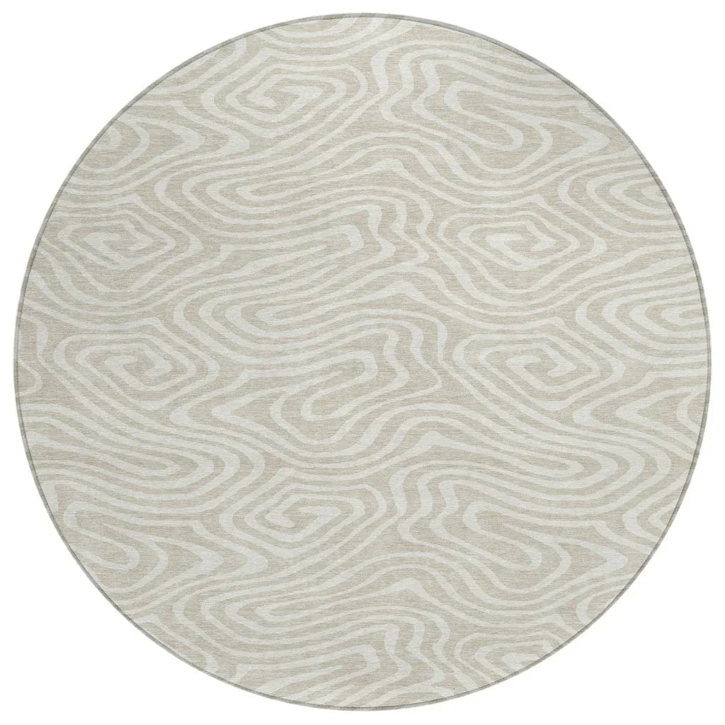 LOOMLAN Rugs Evalora Beige Washable Indoor-Outdoor Rug