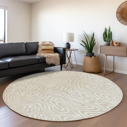LOOMLAN Rugs Evalora Beige Washable Indoor-Outdoor Rug