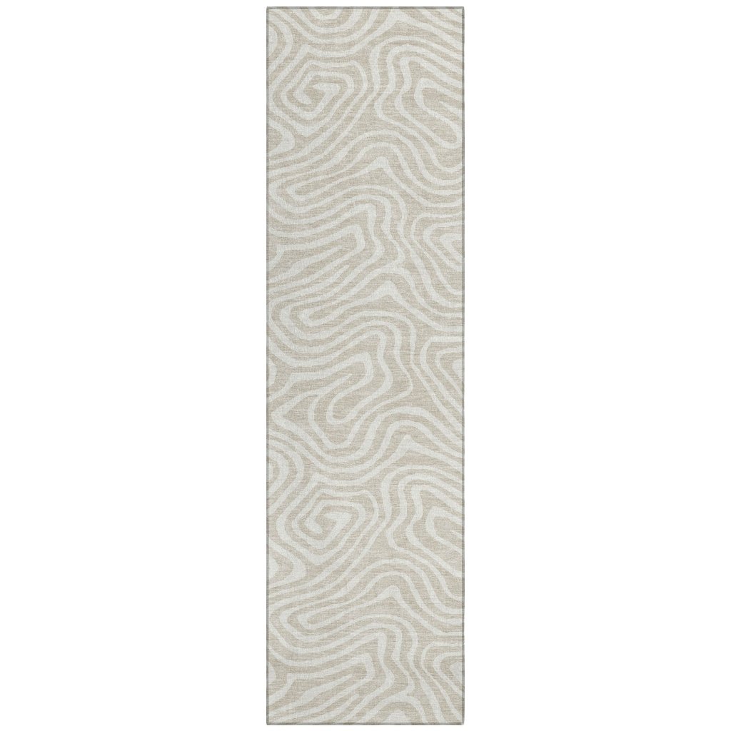 LOOMLAN Rugs Evalora Beige Washable Indoor-Outdoor Rug