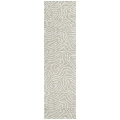 LOOMLAN Rugs Evalora Beige Washable Indoor-Outdoor Rug