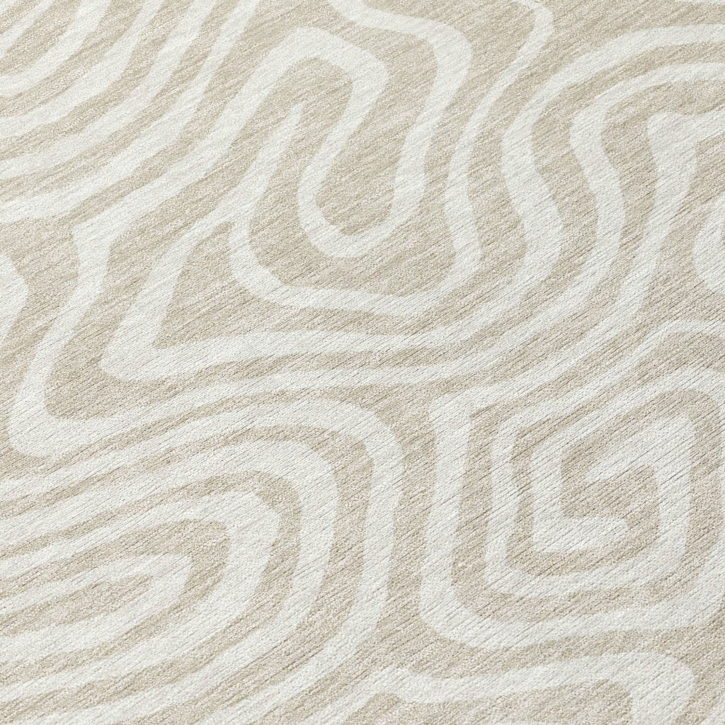 LOOMLAN Rugs Evalora Beige Washable Indoor-Outdoor Rug