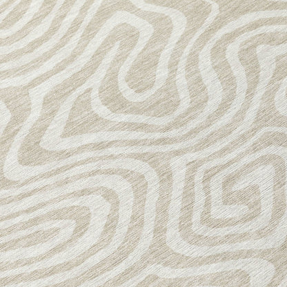 LOOMLAN Rugs Evalora Beige Washable Indoor-Outdoor Rug