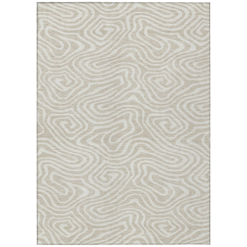 LOOMLAN Rugs Evalora Beige Washable Indoor-Outdoor Rug