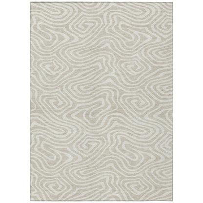 LOOMLAN Rugs Evalora Beige Washable Indoor-Outdoor Rug
