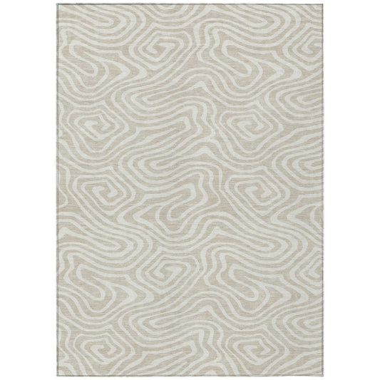 LOOMLAN Rugs Evalora Beige Washable Indoor-Outdoor Rug
