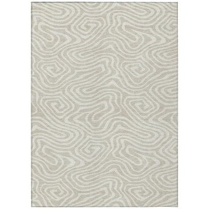 LOOMLAN Rugs Evalora Beige Washable Indoor-Outdoor Rug