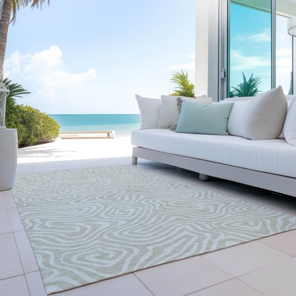 LOOMLAN Rugs Evalora Beige Washable Indoor-Outdoor Rug